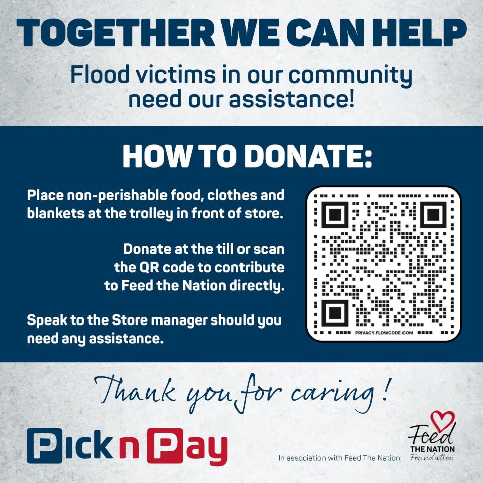 Pick n Pay opens its stores in Western Cape for storm relief donations